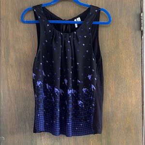 Chic Blue and Black Sleeveless Tank Top